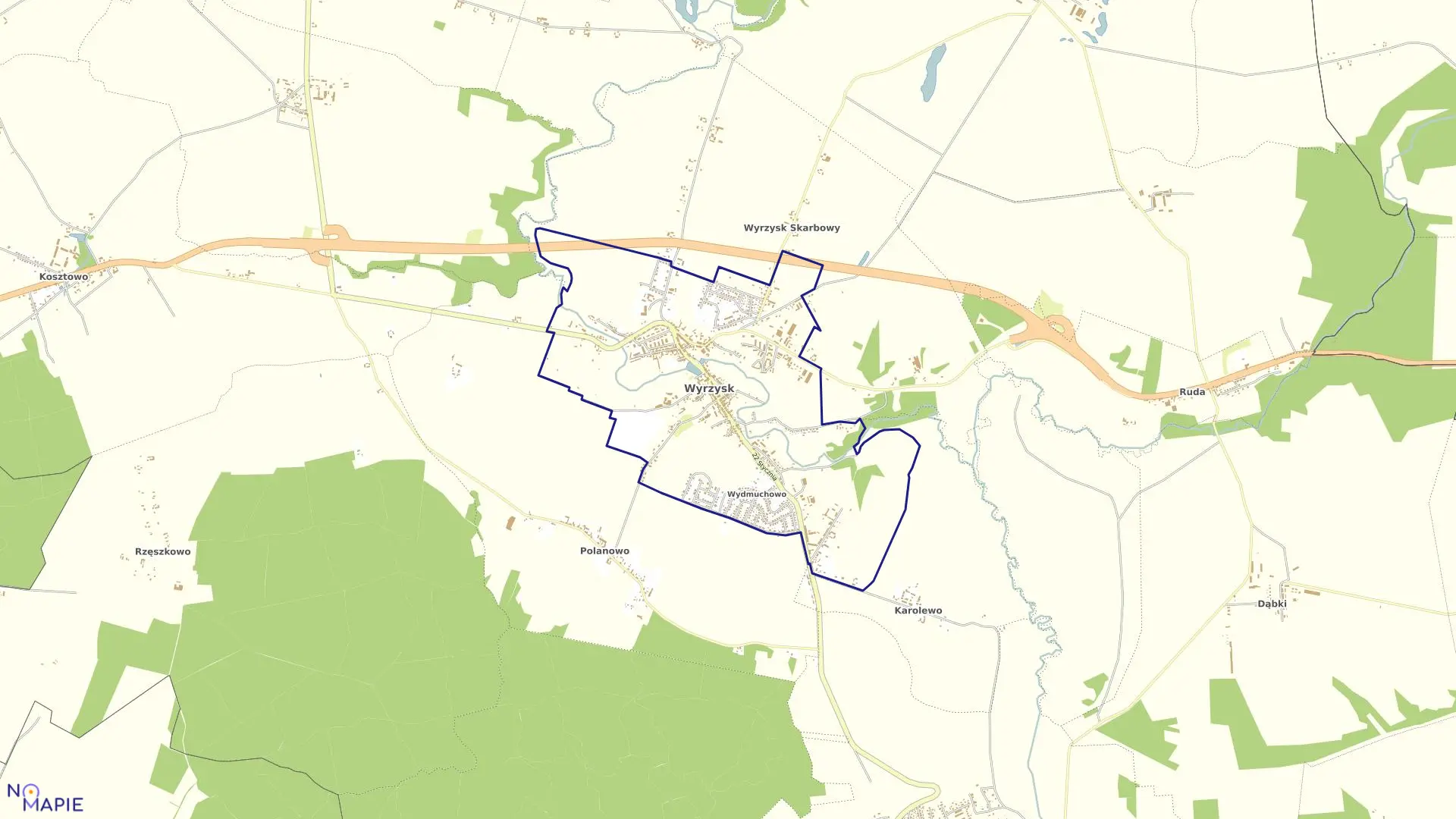 Mapa obrębu M.WYRZYSK w gminie Wyrzysk