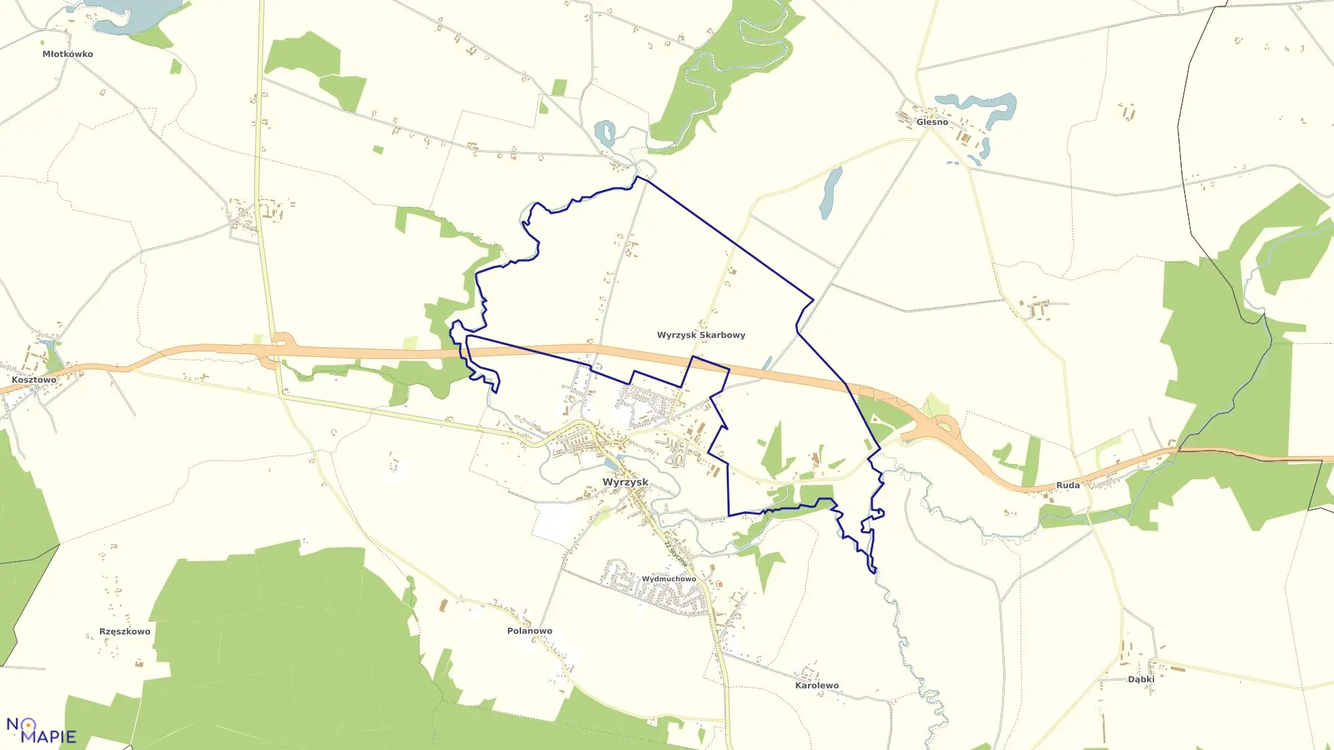 Mapa obrębu WYRZYSK SKARBOWY w gminie Wyrzysk